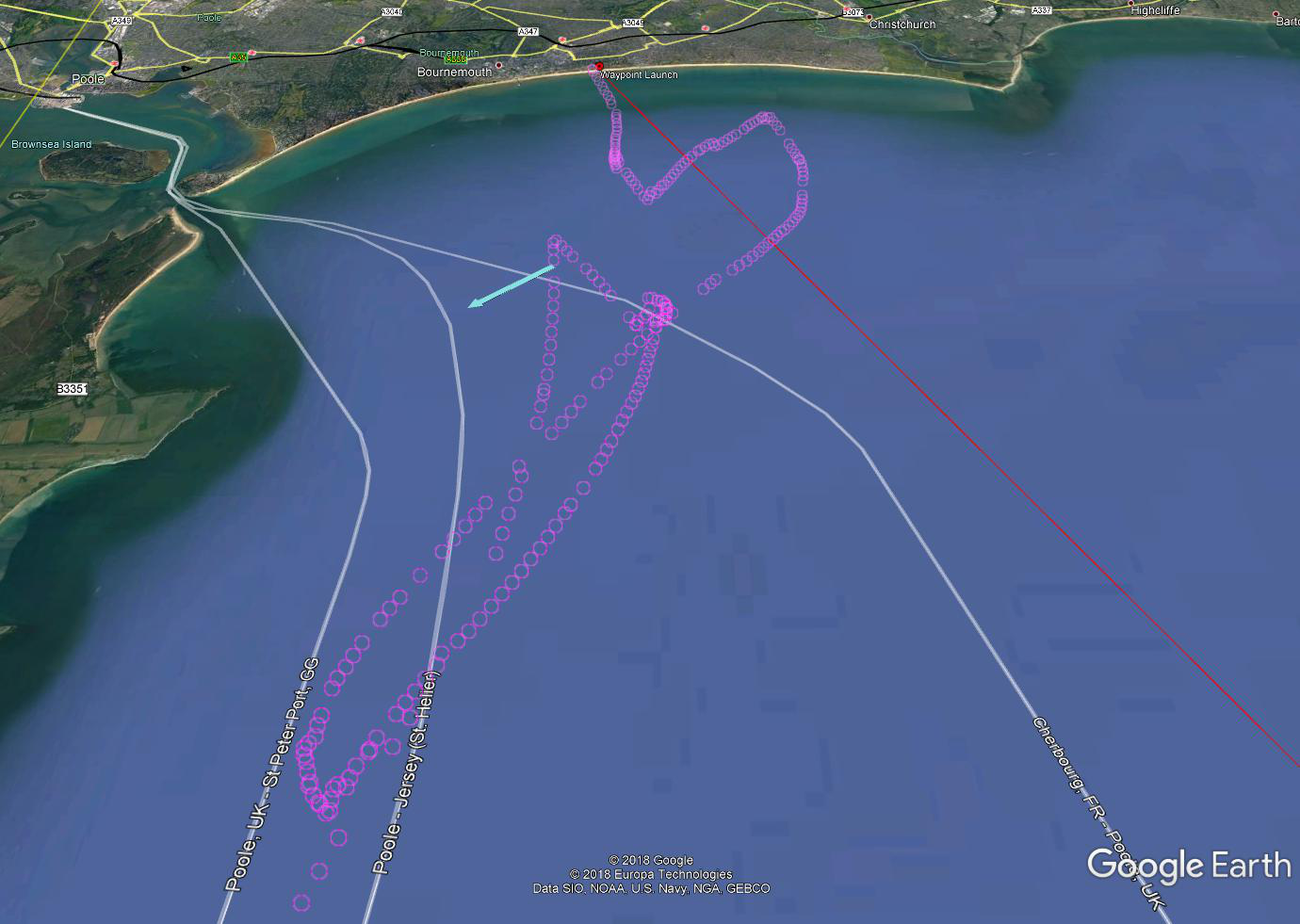 Terry's 3D View of Snoopy's Launch and path southward