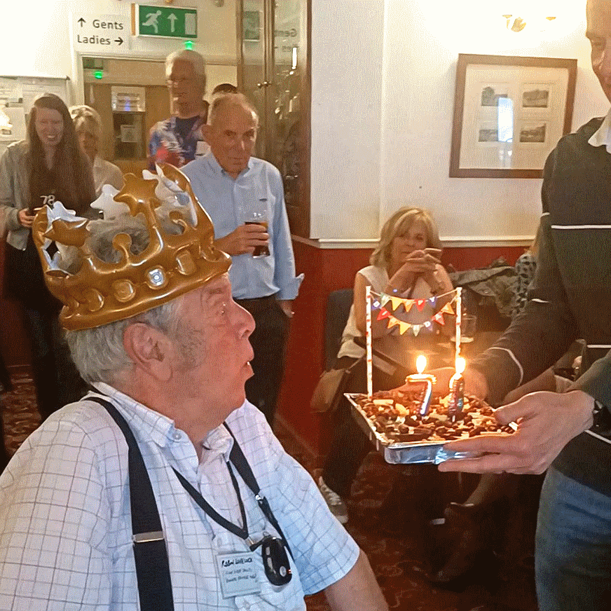 Robin Lovelock and his Birthday Cake in the Sunninghill Comrades Club
