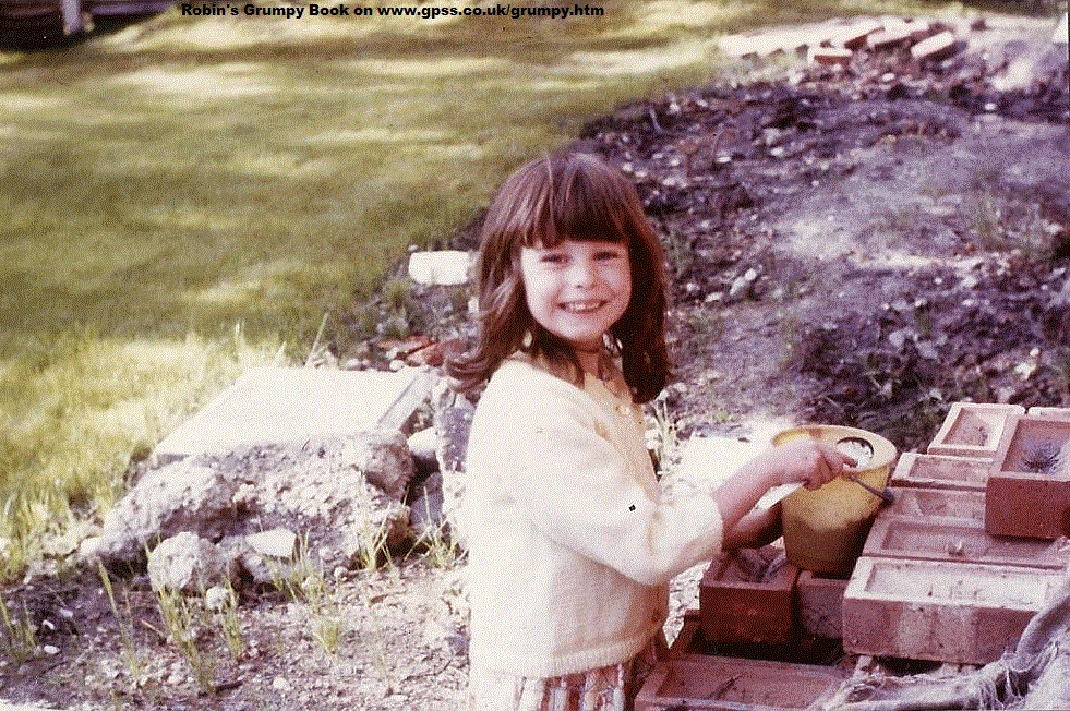 Samantha starts bricklaying of our extention in 1981