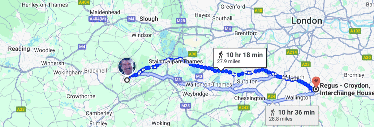 Walk from Sunninghill to Regus Croydon