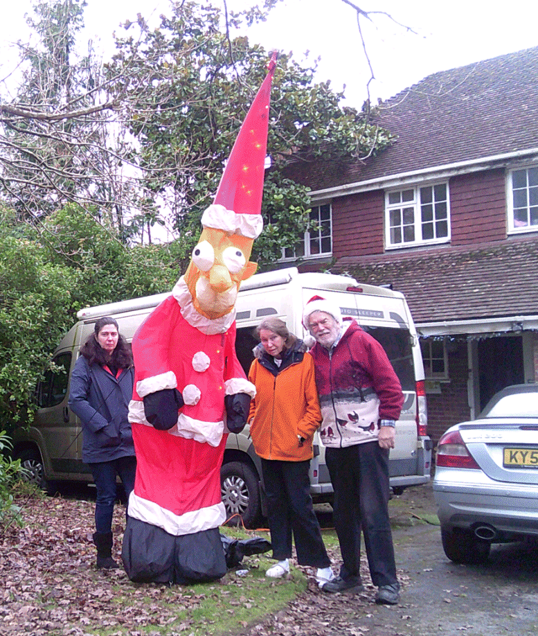 Homer with June & Robin Lovelock in December 2024 - a bit deflated @=_