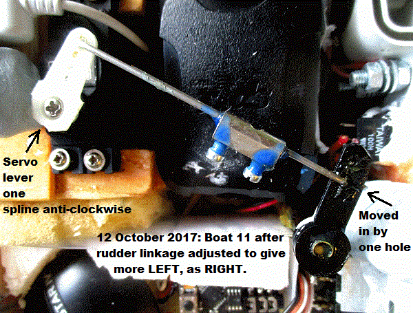 Boat 11 Servo-Rudder linkage on 12th October 2017