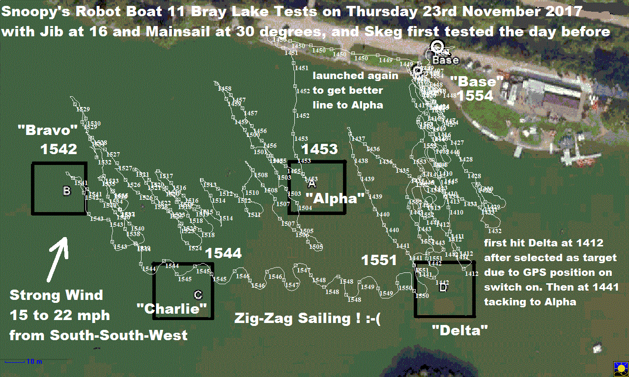 GPS Logger #1 plot of Boat 11 on 23 Nov 2017