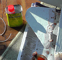 repair on rudder, to lace it to it's post