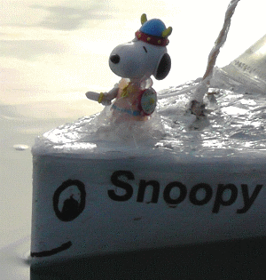Snoopy the Viking on Snoopy Sloop robot boat