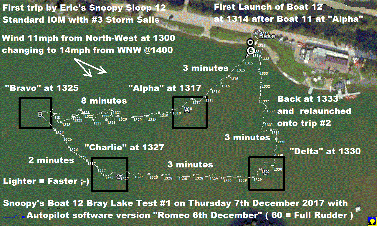 GPS Plot of Boat 12 trip #1 on Thursday 7th December 2017