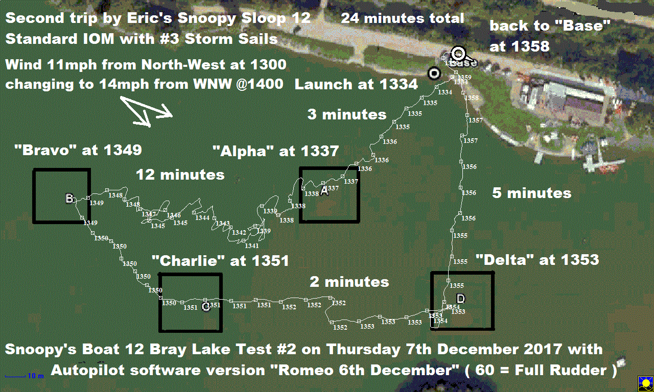 GPS Plot of Boat 12 trip #2 on Thursday 7th December 2017