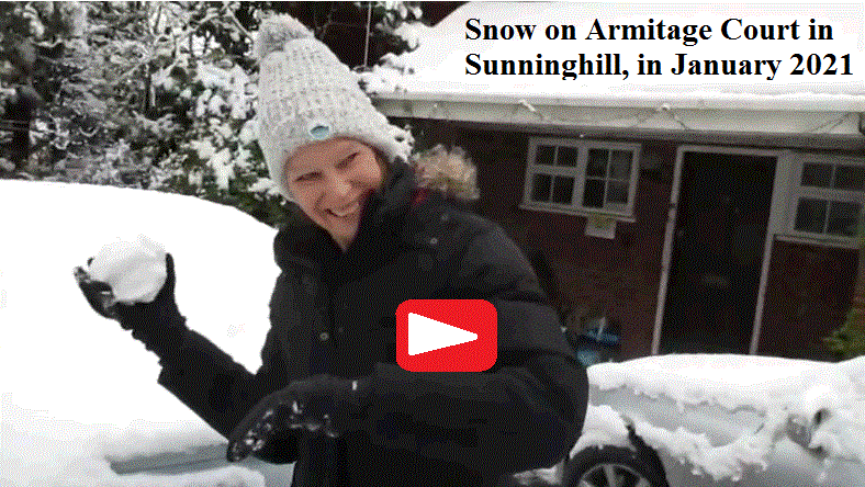 Snow on Armitage Court in Sunninghill in January 2021